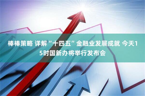 棒棒策略 详解“十四五”金融业发展成就 今天15时国新办将举行发布会